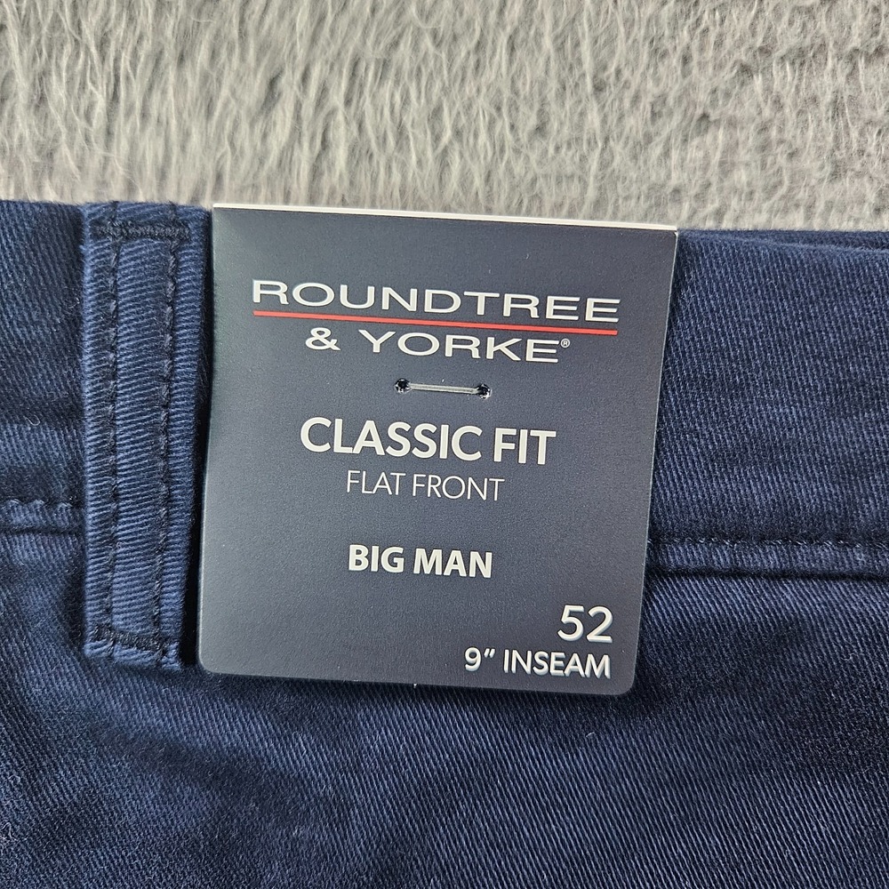 NEW Roundtree & Yorke The Cloud Shorts Men 52 x 9" Stretch Classic Flat Navy